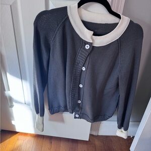 Women's Gray and Cream Sweater